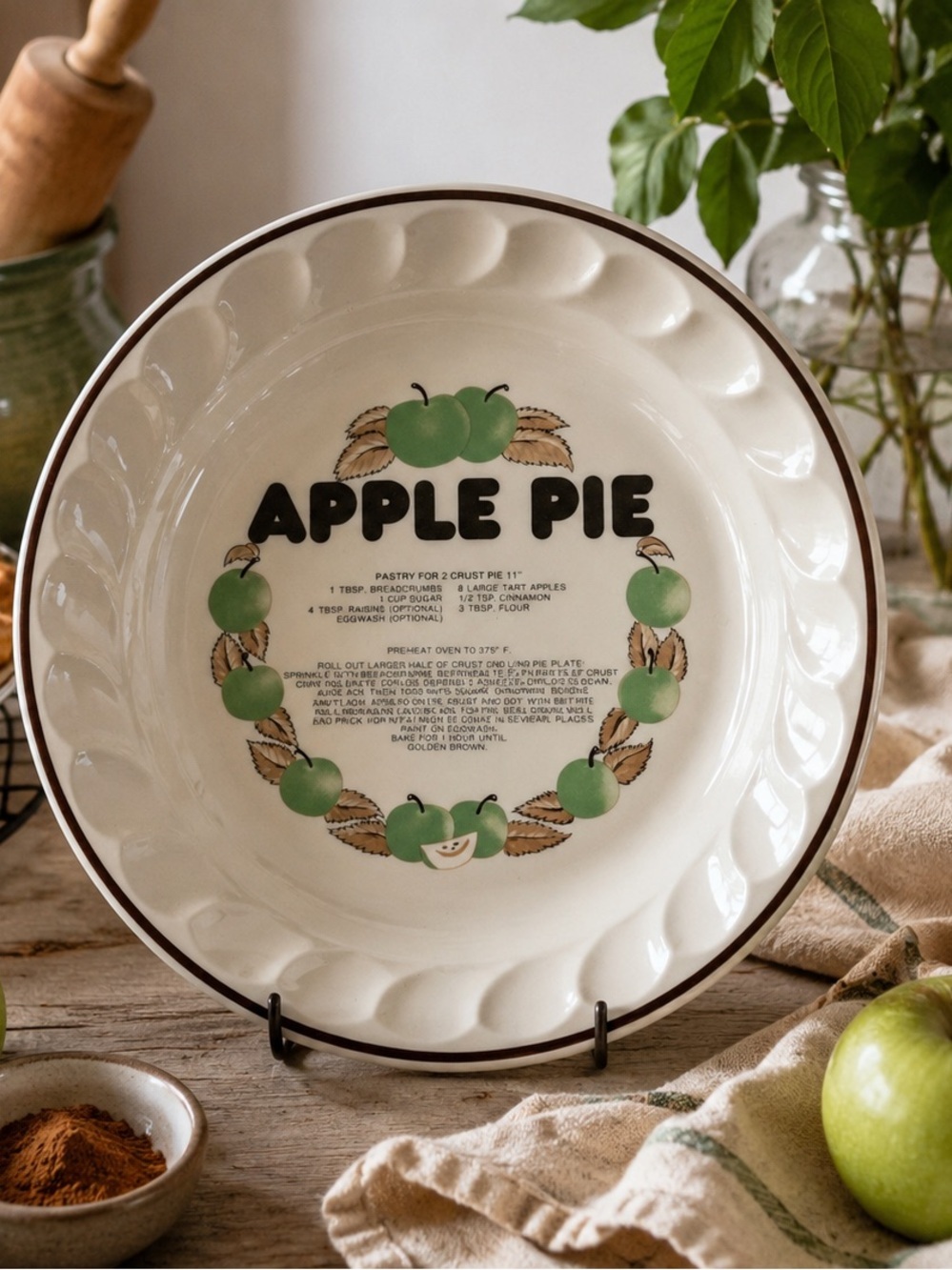 Vintage Apple Pie Recipe Pie Plate